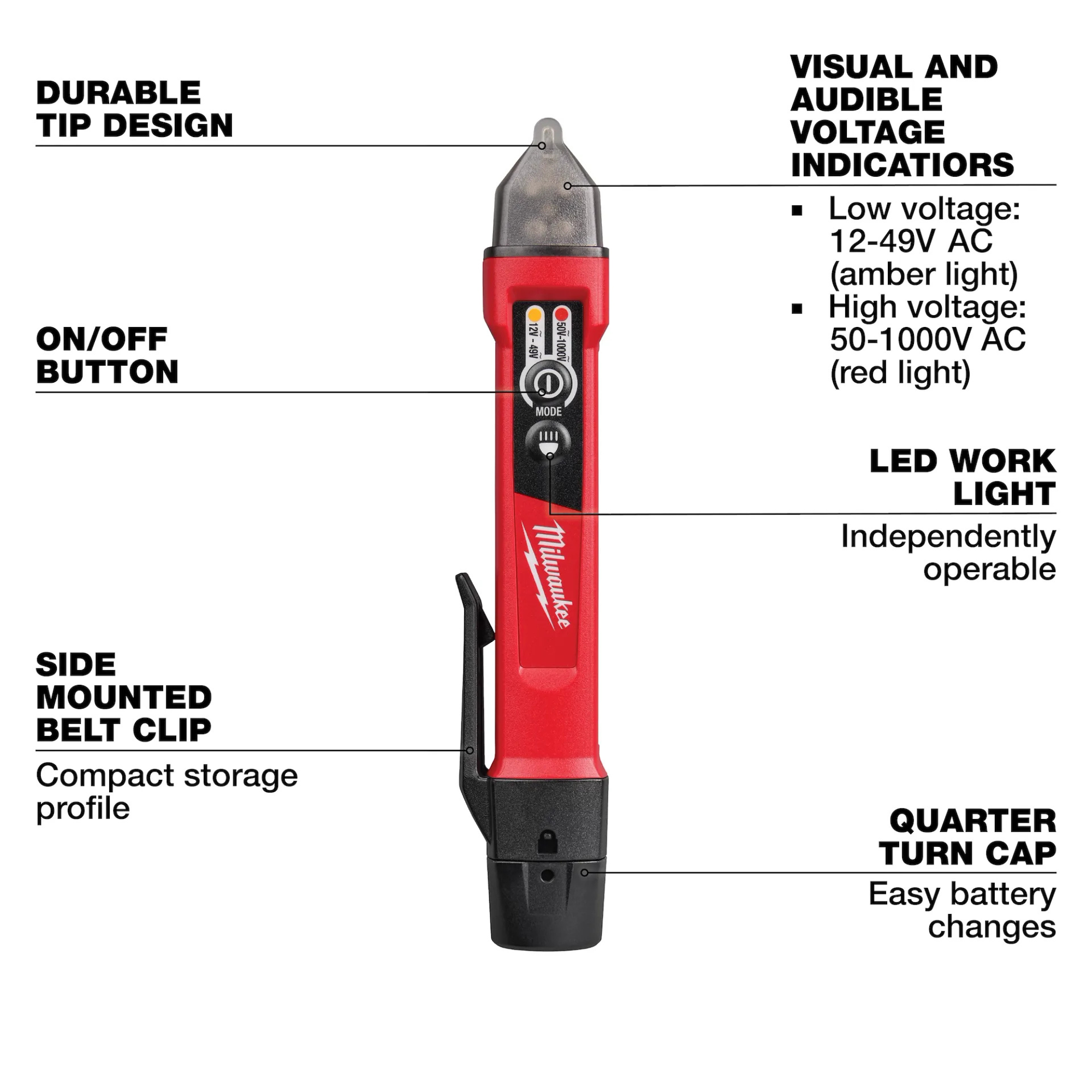 Milwaukee Dual Range Voltage Detector w/ LED from GME Supply